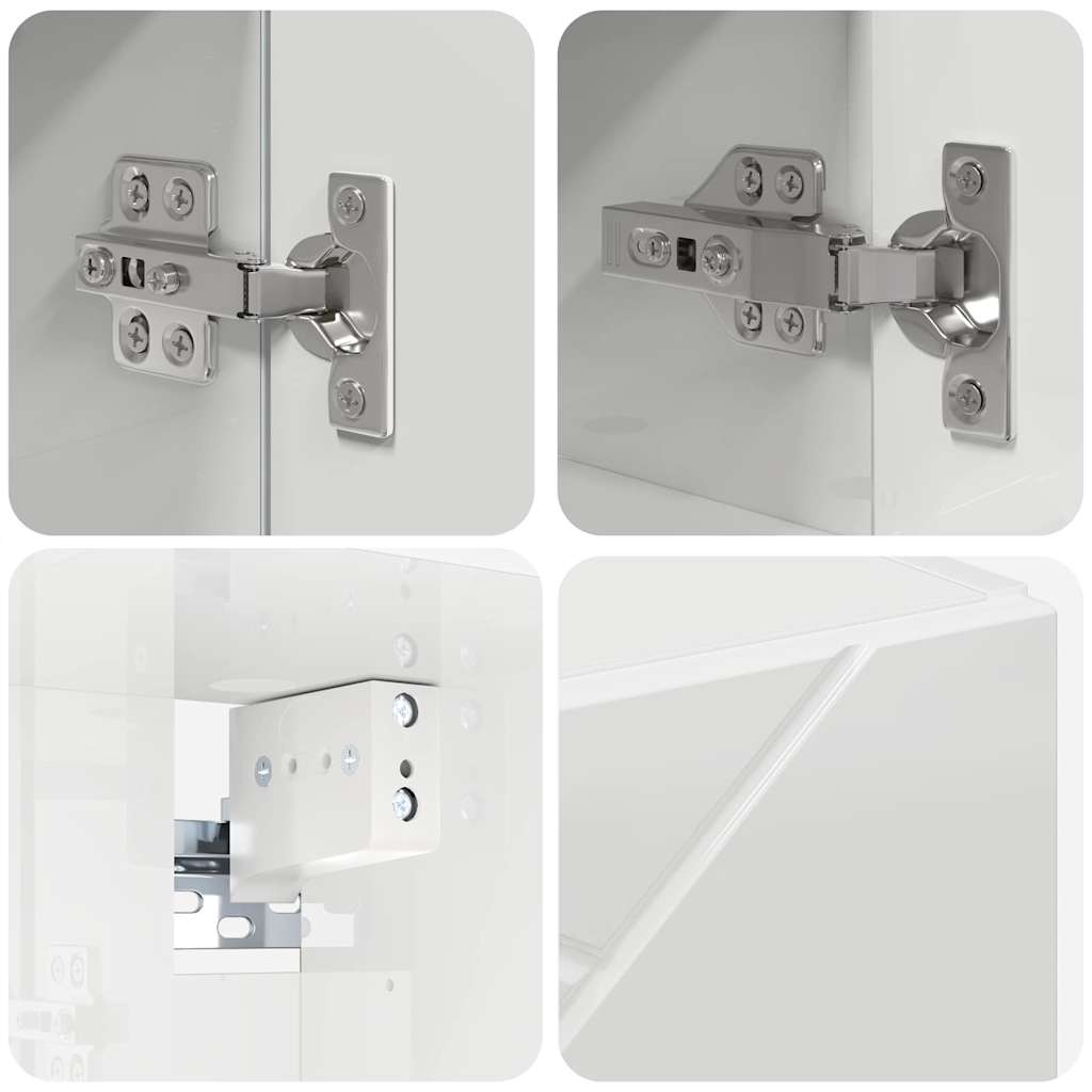 Badezimmermöbel-Set mit Tür 4 pcs Weiß Holzwerkstoff & Metall