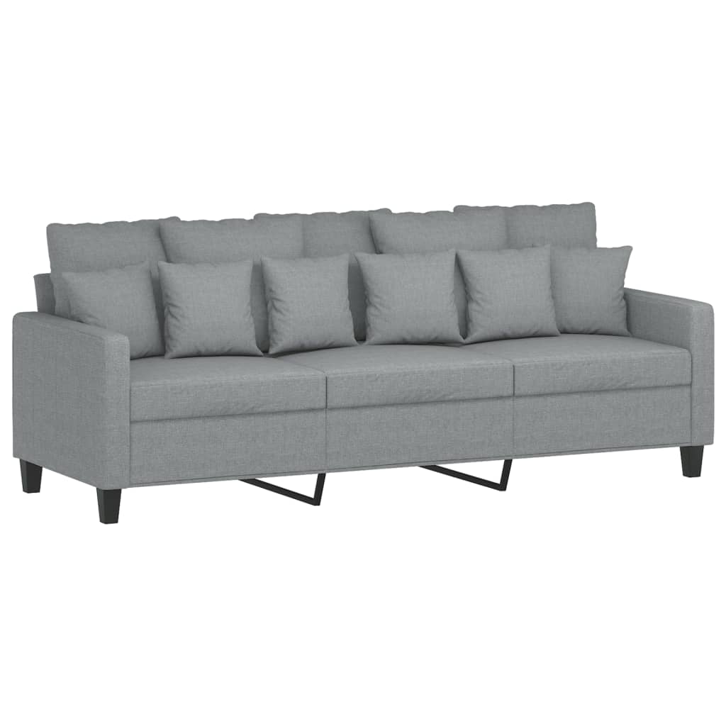 2-tlg. Sofagarnitur mit Kissen Braun Stoff