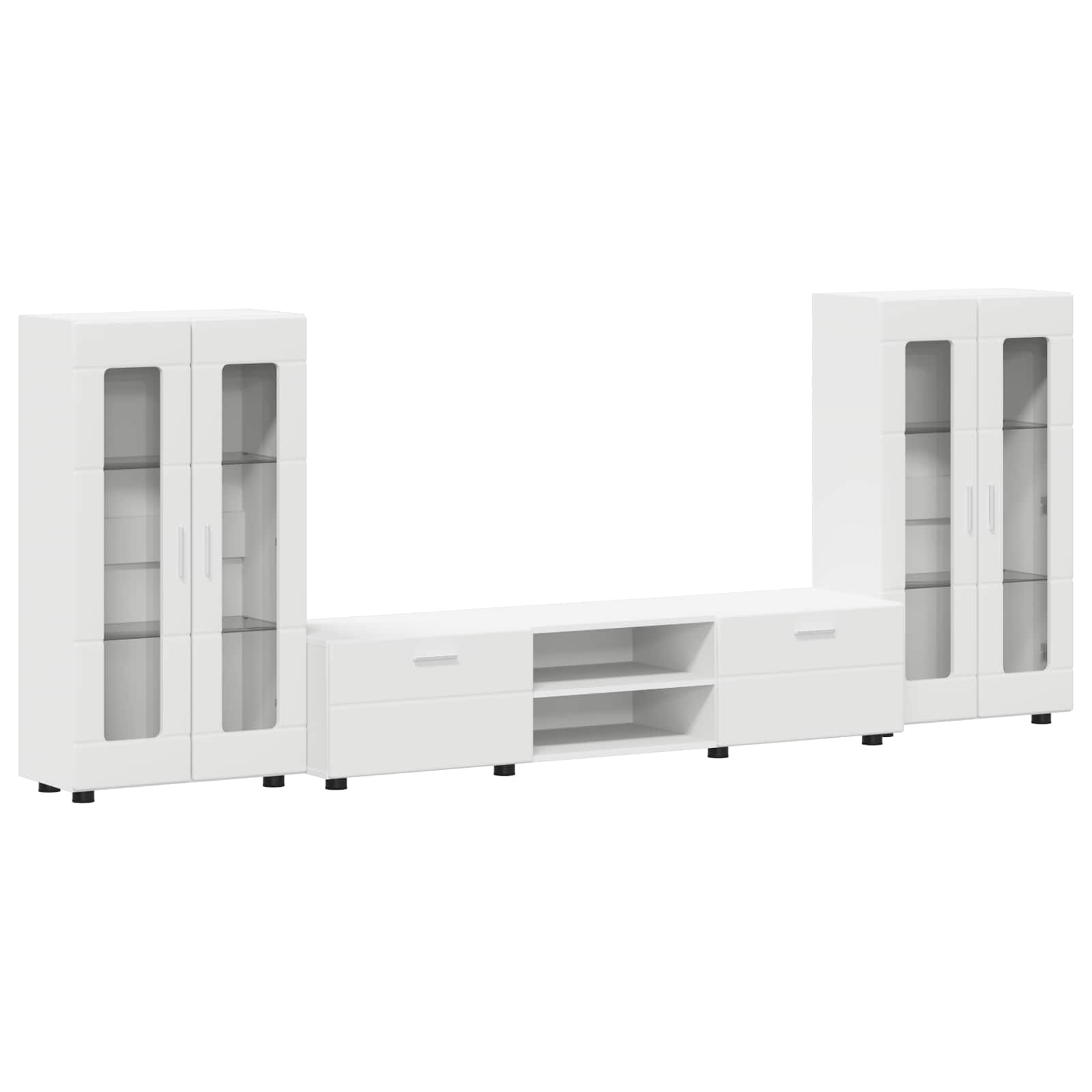 Highboard mit Regal FLORIN Weiß 60 x 35 x 182 cm Holzwerkstoff