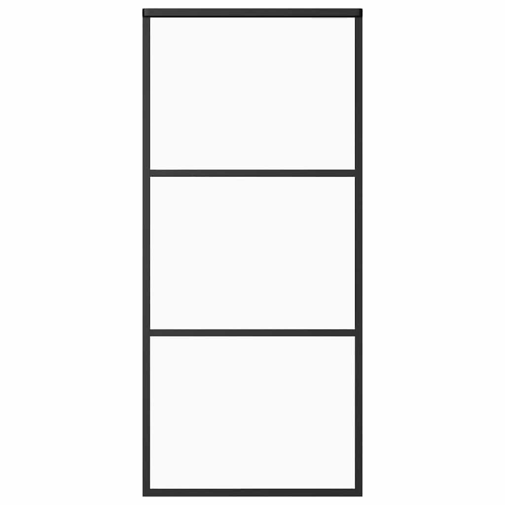 Schiebetür 3-teilig ESG-Glas und Aluminium 76x205 cm Schwarz