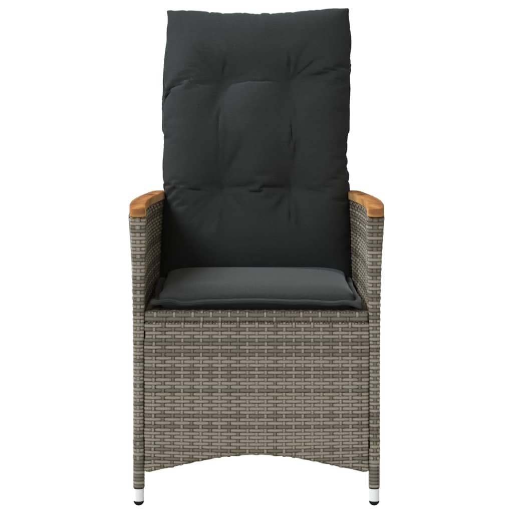 Gartensessel Verstellbar mit Kissen Schwarz Poly Rattan