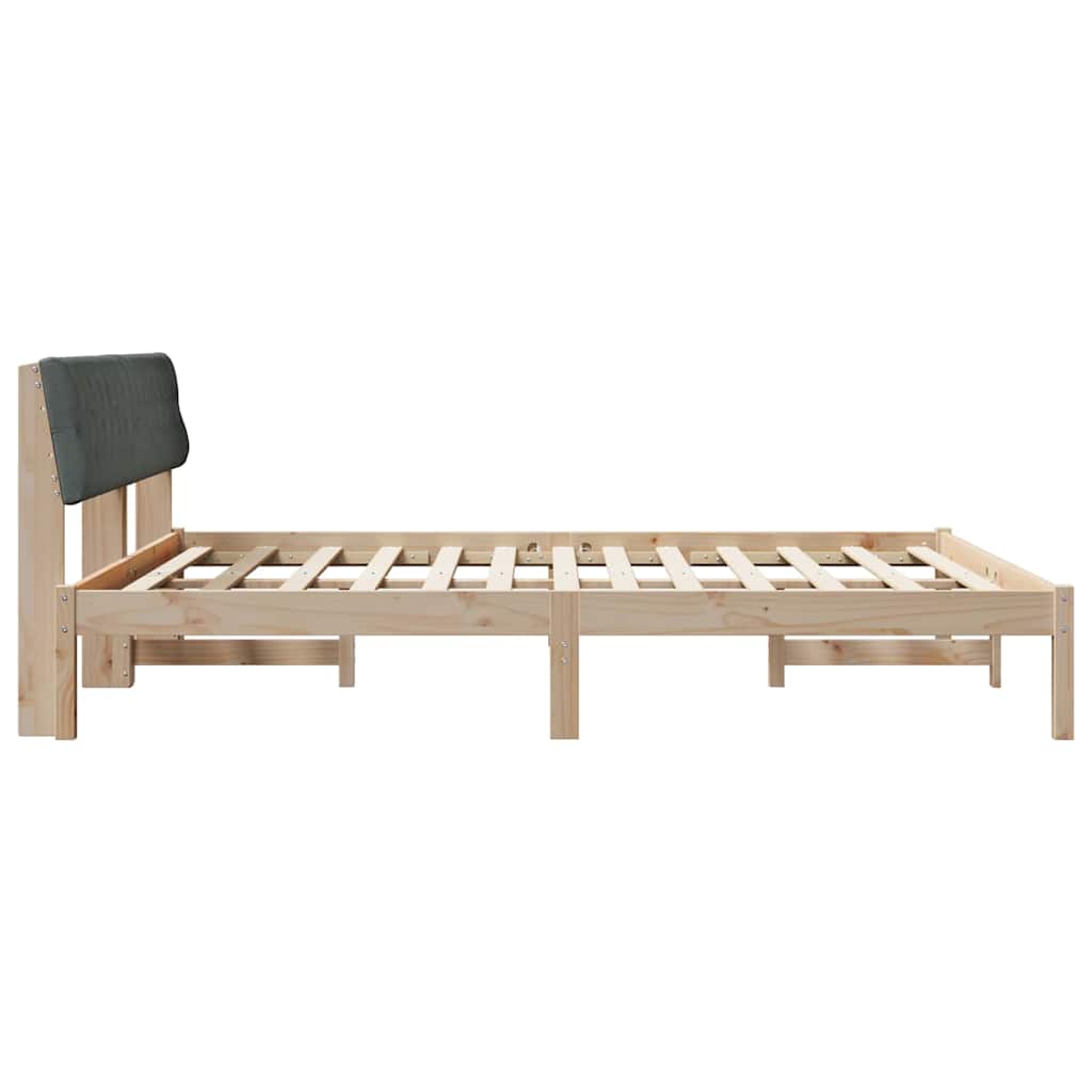 Bettgestell Braun und hellgrau 200 x 200 cm Massivholz Kiefer
