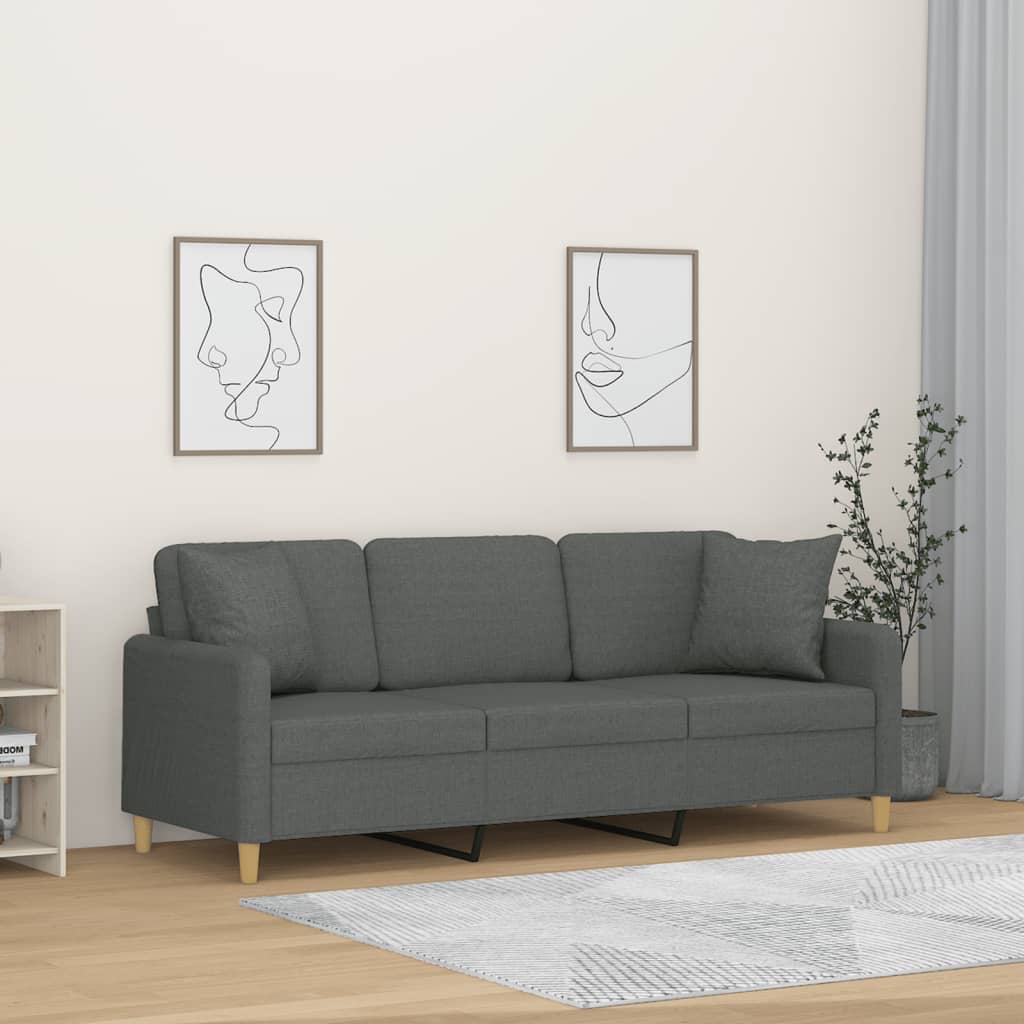 2-Sitzer-Sofa mit Zierkissen Braun 120 cm Stoff