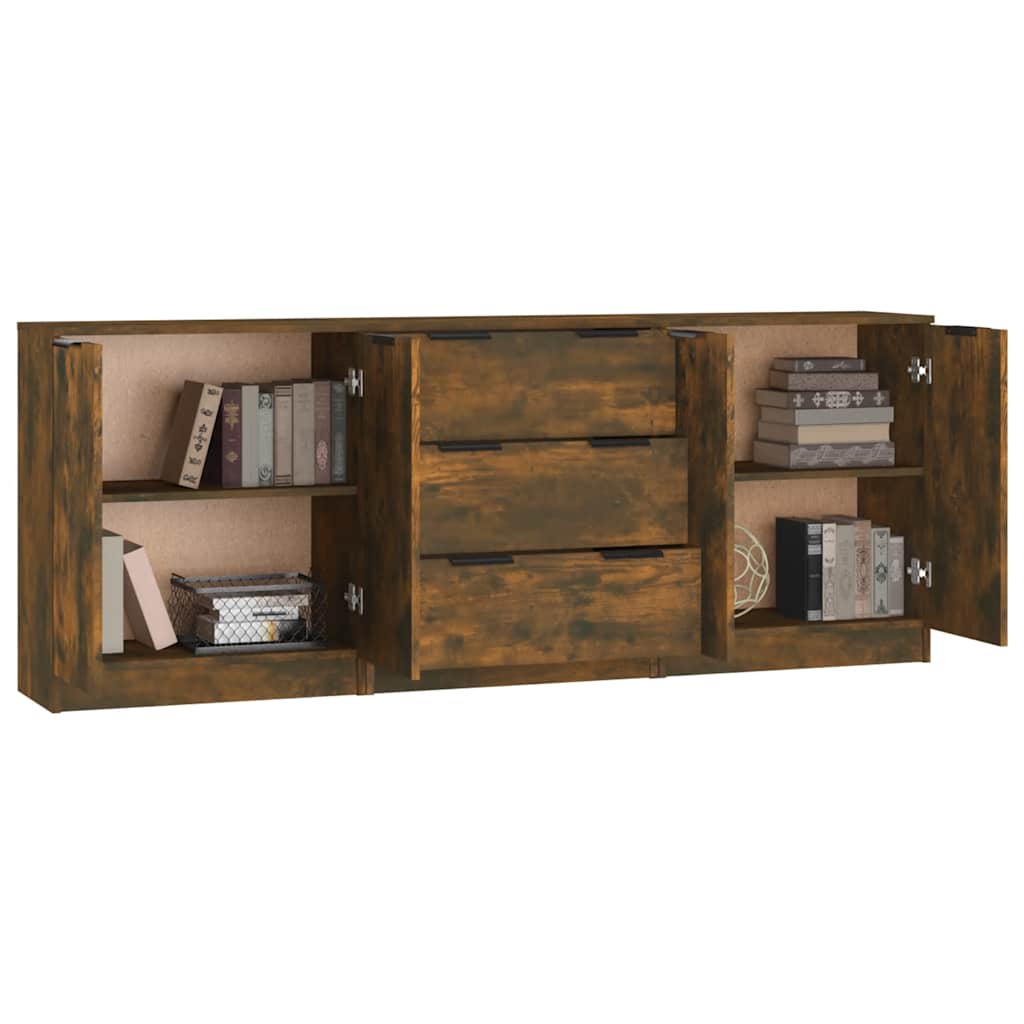 3-tlg. Sideboards Weiß Holzwerkstoff