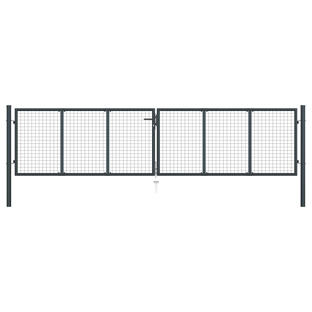 Maschen-Gartentor verzinkter Stahl 400 x 75 cm Grau
