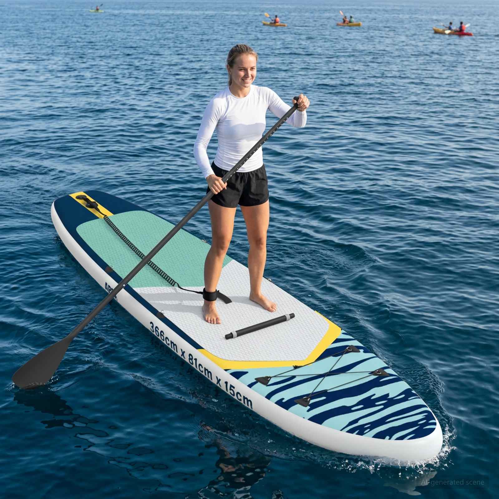 SUP Board mit Sitz 2-in-1 POSEIDON 305 x 76 x 15 cm Grün für