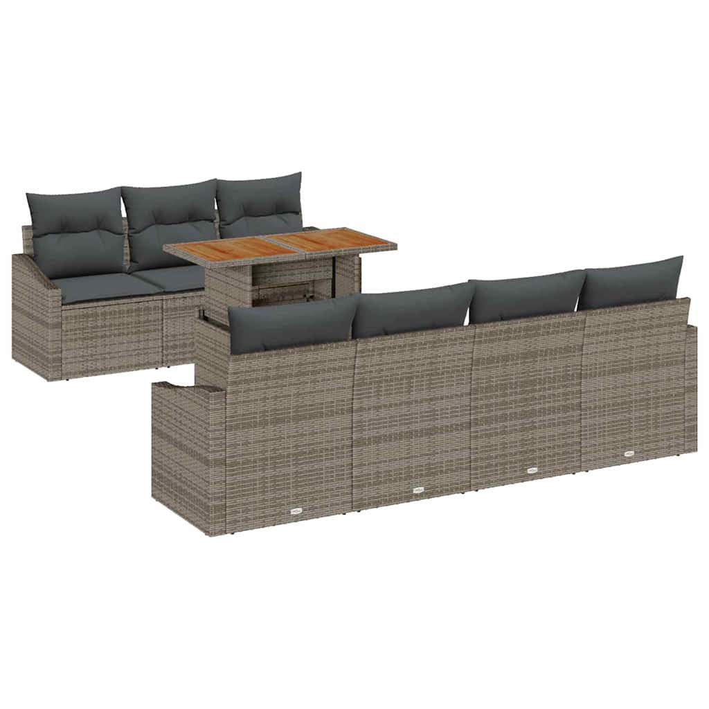 Garten Essgruppe mit Kissen 8 pcs Schwarz und Creme