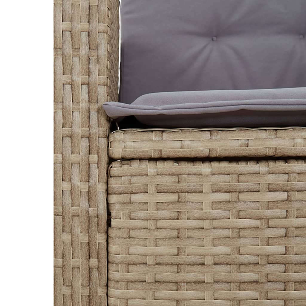 Gartensessel Verstellbar mit Kissen Schwarz Poly Rattan
