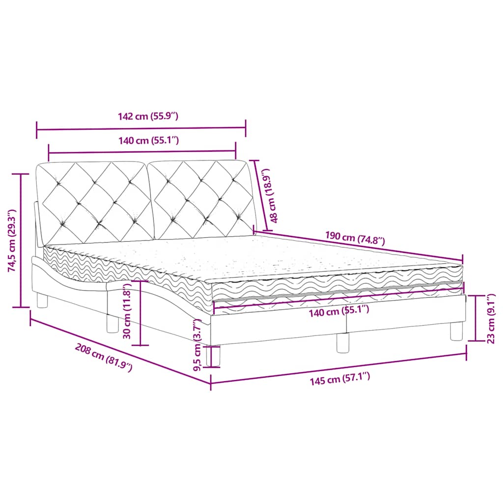 Bett mit Matratze Hellgrau 80x200 cm Samt