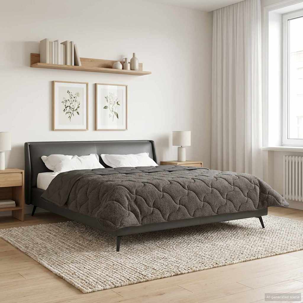 Sommerdecke Anthrazit 135 x 200 cm Mikrofaser und Teddy-Fleece