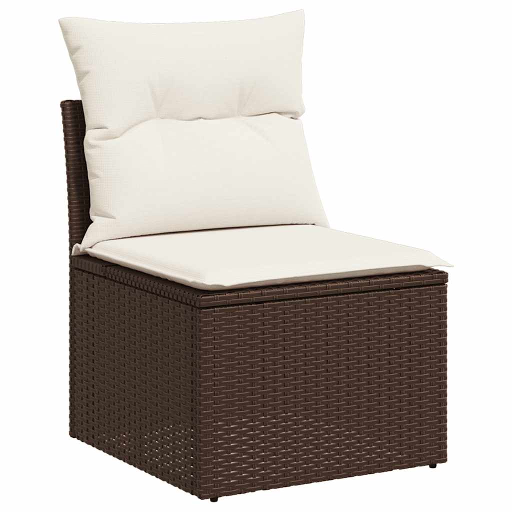 10-tlg. Garten-Sofagarnitur mit Kissen Schwarz Poly Rattan