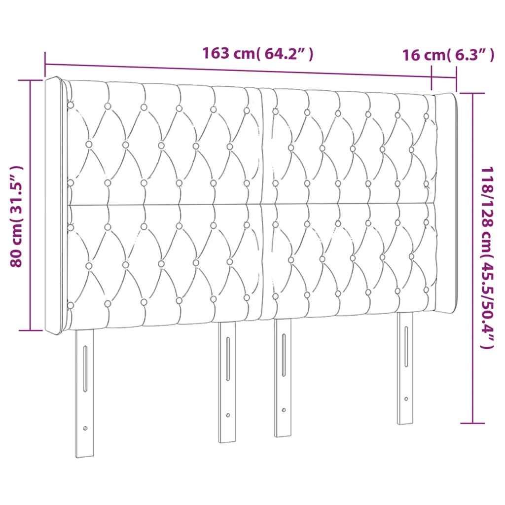 Kopfteil mit Ohren Dunkelblau 93x16x78/88 cm Samt