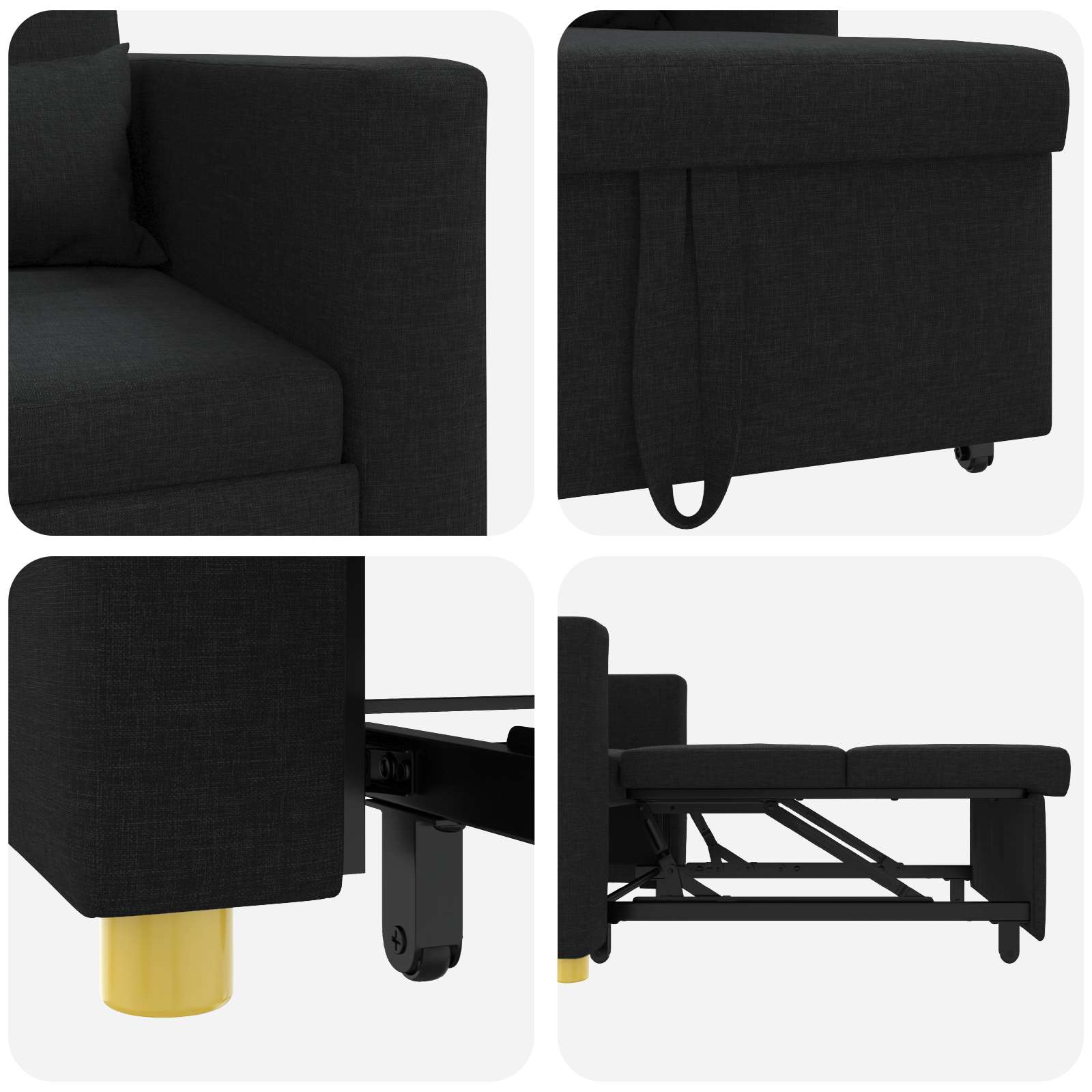Ausziehbare Schlafcouch Einzel Hellgrau 90 x 165 x 87 cm Stoff