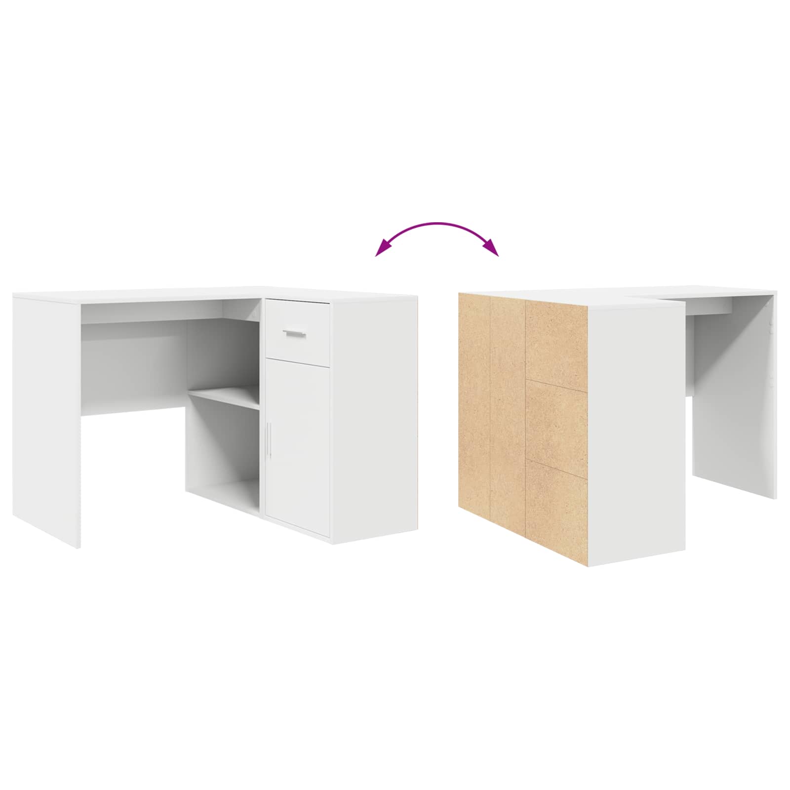 Eck-Schreibtisch Schwarz Eichen-Optik 102 x 88 x 75 cm