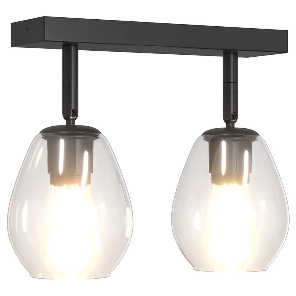 Deckenstrahler Schwarz 13 x 13 x 26 cm Glas und Metall