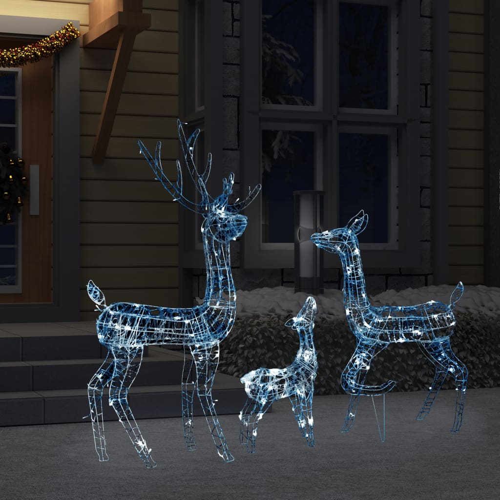 Rentierfamilie Weihnachtsdekoration Weiß und Silber 201 LEDs