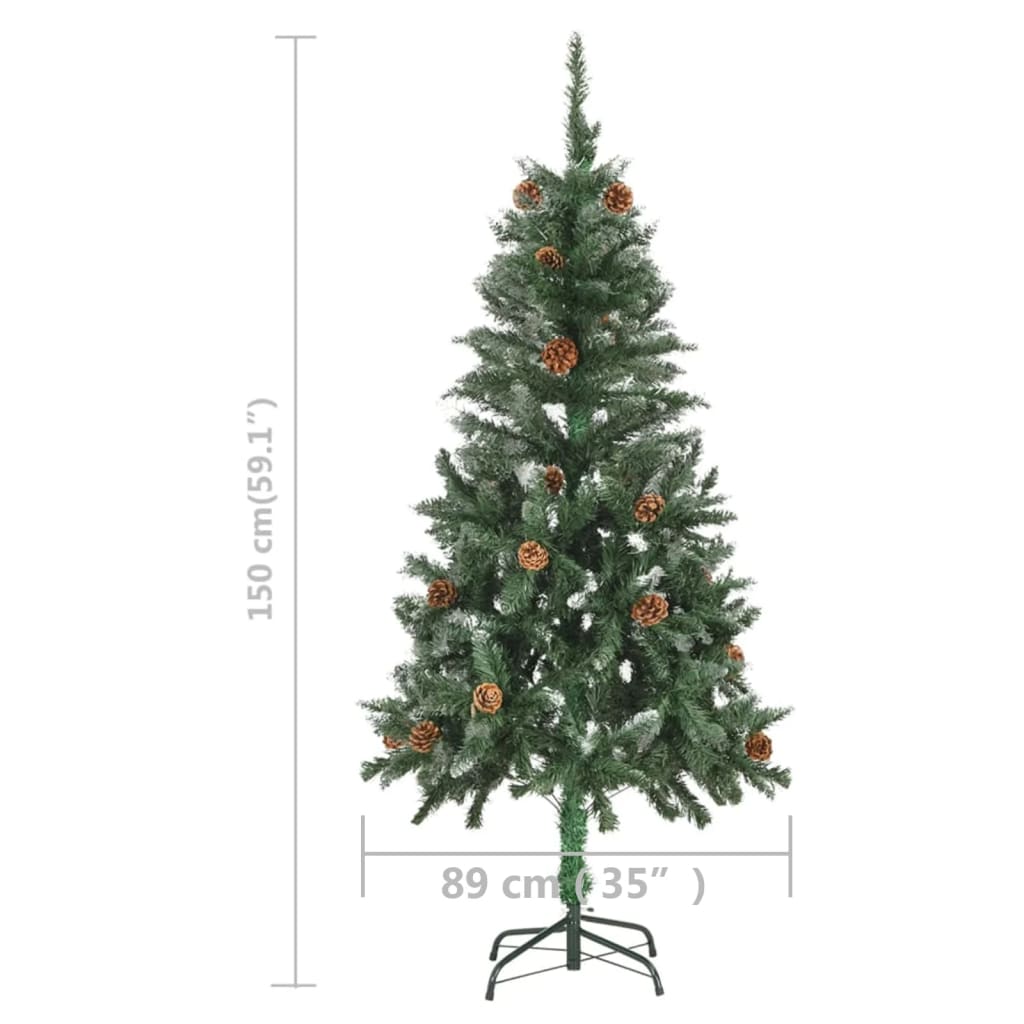 Künstlicher Weihnachtsbaum mit Beleuchtung & Zapfen Grün 210 cm
