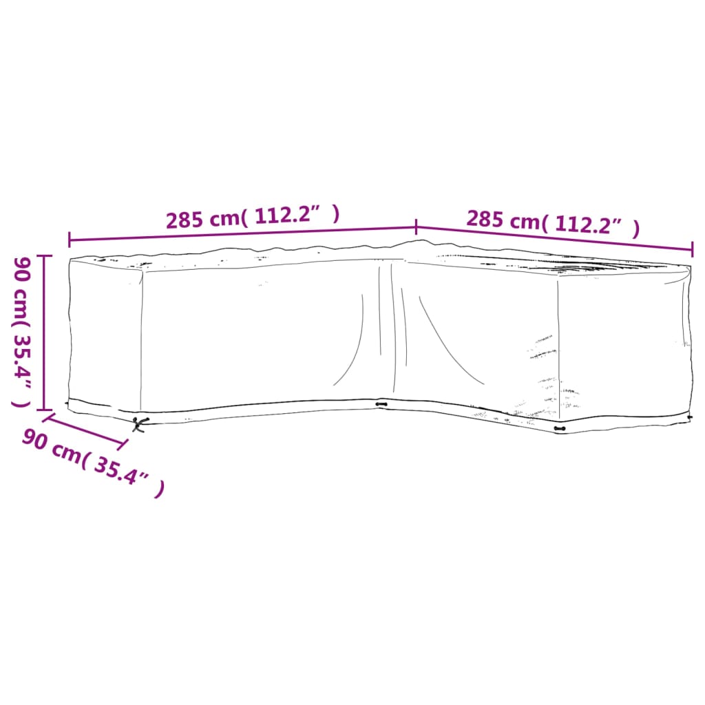 Gartenmöbel-Abdeckungen 2 Stk. L-Form 12 Ösen 250x250x90 cm