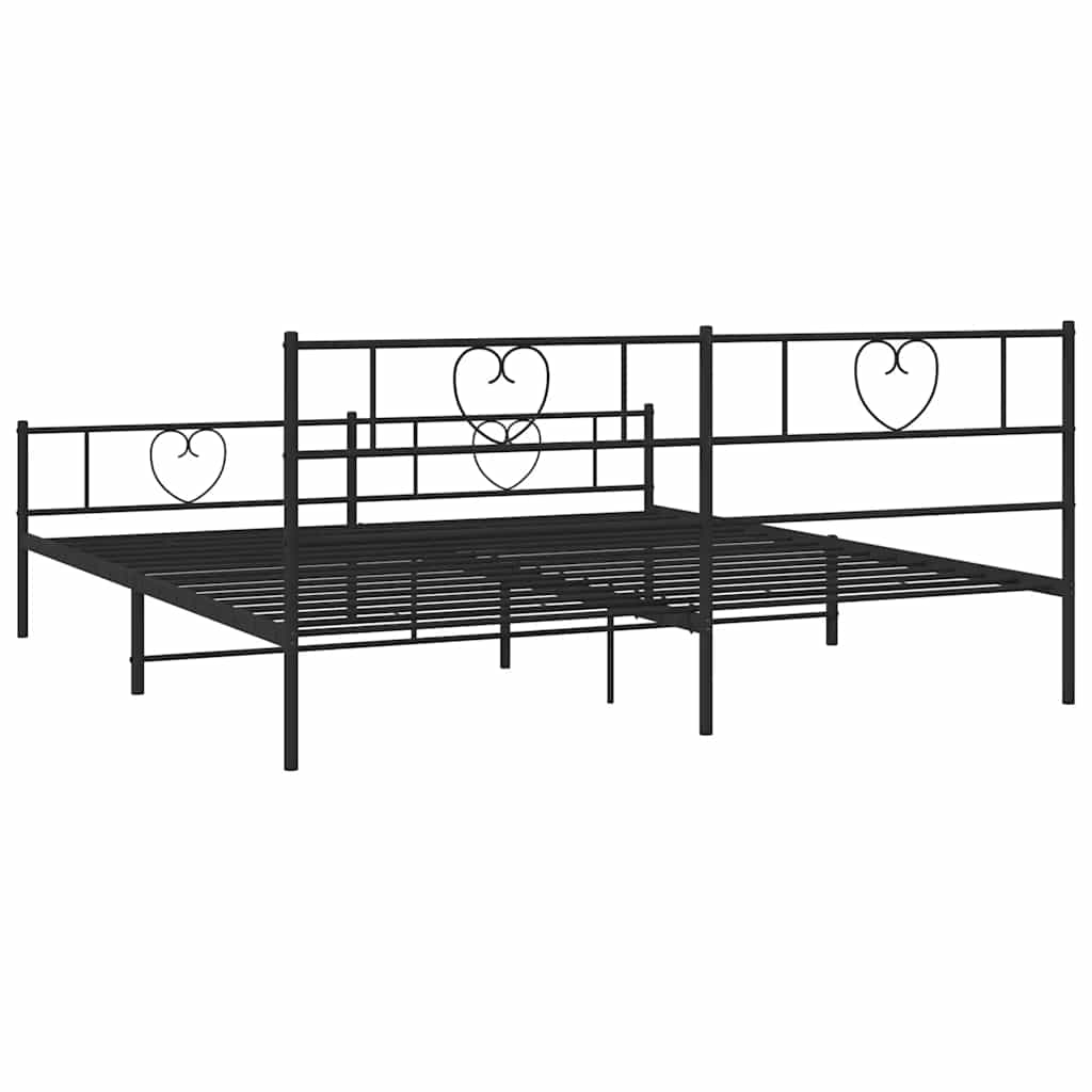 Bettgestell mit Kopfteil Metall Schwarz 100x190 cm