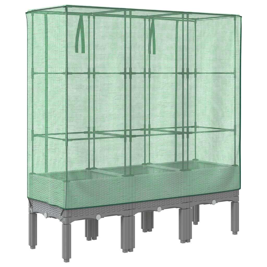 Hochbeet mit Gewächshaus-Aufsatz Rattan-Optik 40x40x140 cm