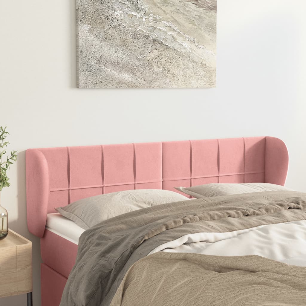 Kopfteil mit Ohren Dunkelblau 93x23x78/88 cm Samt
