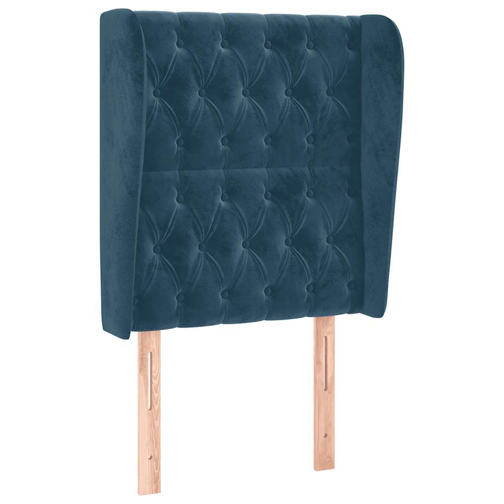 Kopfteil mit Ohren Dunkelblau 93x23x78/88 cm Samt