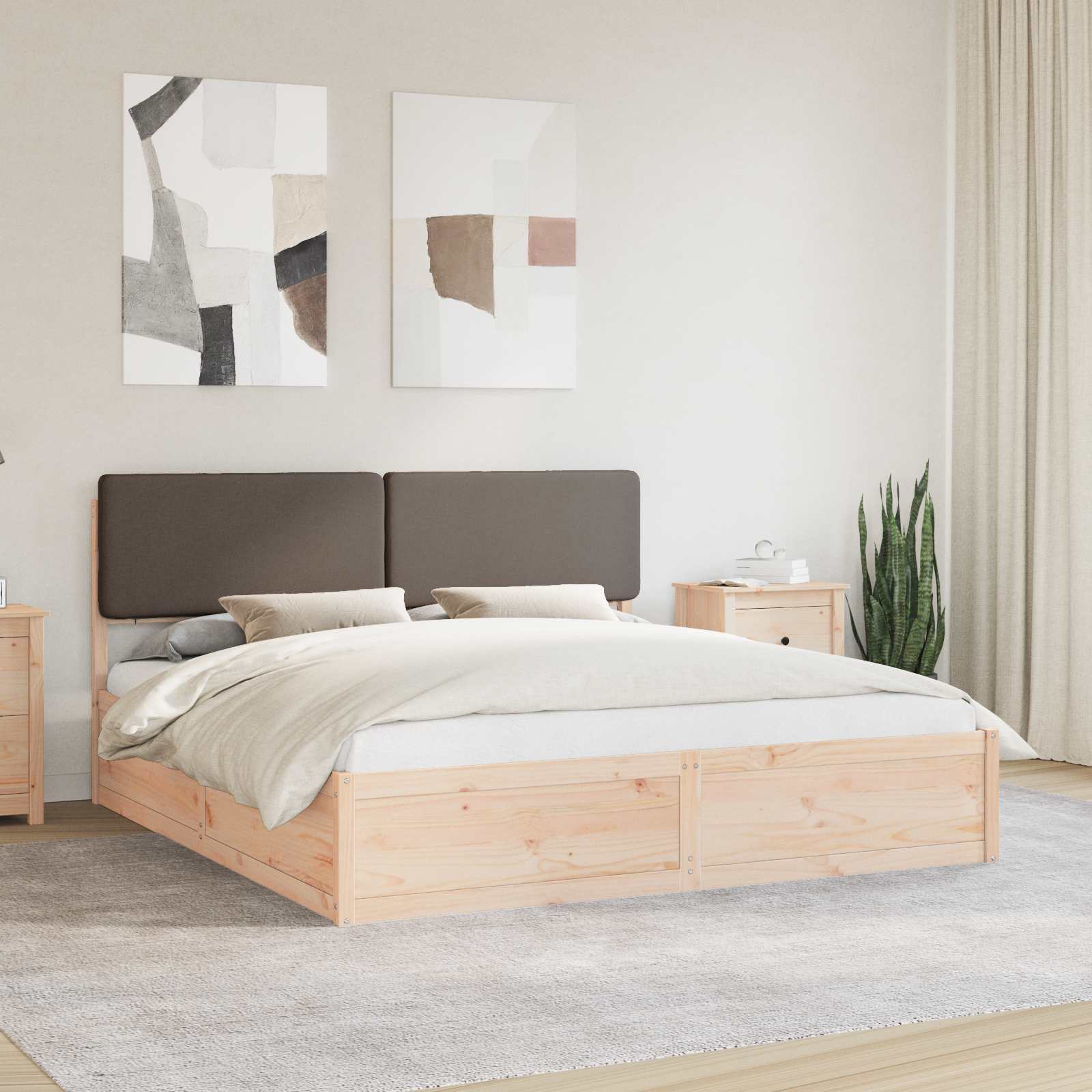 Bettgestell mit gepolstertem Kopfteil Hellgrau 200 x 200 cm