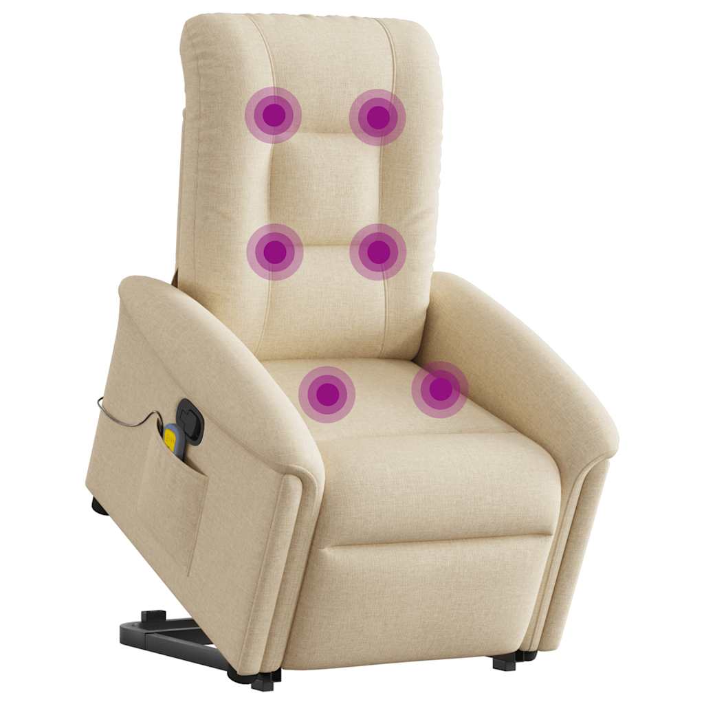 Massagesessel mit Aufstehhilfe Hellgrau Stoff
