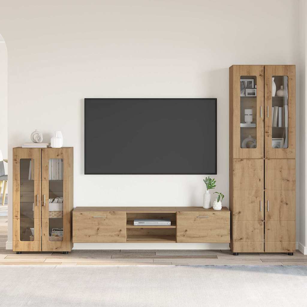 Highboard mit Regal FLORIN Weiß 60 x 35 x 182 cm Holzwerkstoff