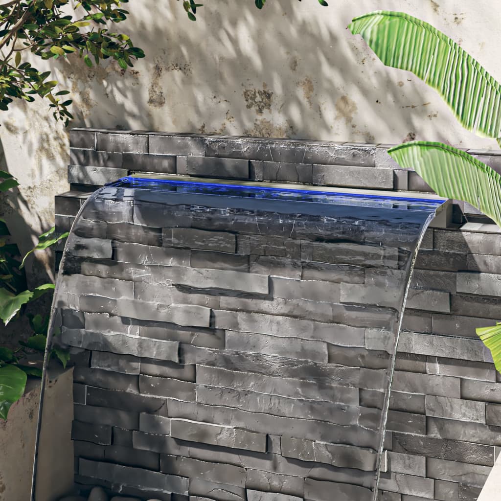 Wasserfall-Element mit RGB LEDs Edelstahl 30 cm