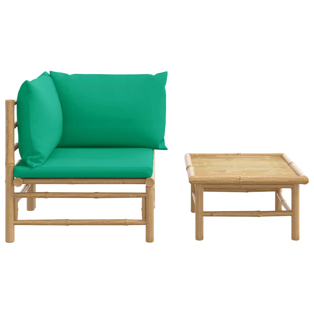 3-tlg. Garten-Lounge-Set mit Hellgrauen Kissen Bambus