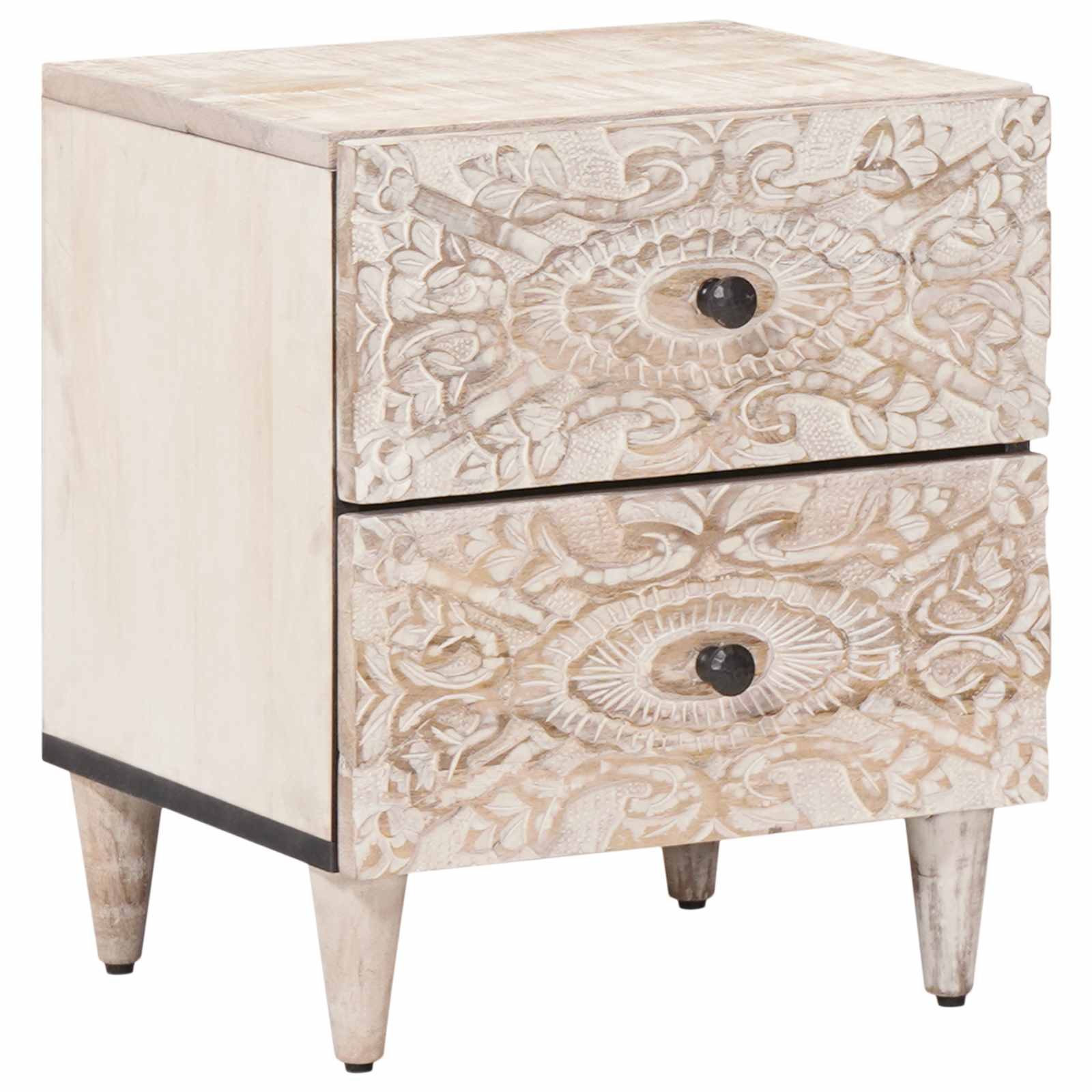 Nachttisch Braun 40 x 33,5 x 46 cm Massivholz Mango