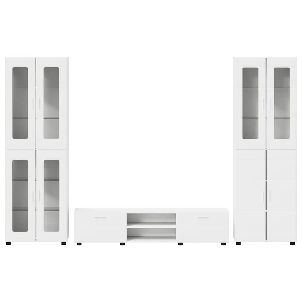 Highboard mit Regal FLORIN Weiß 60 x 35 x 182 cm Holzwerkstoff