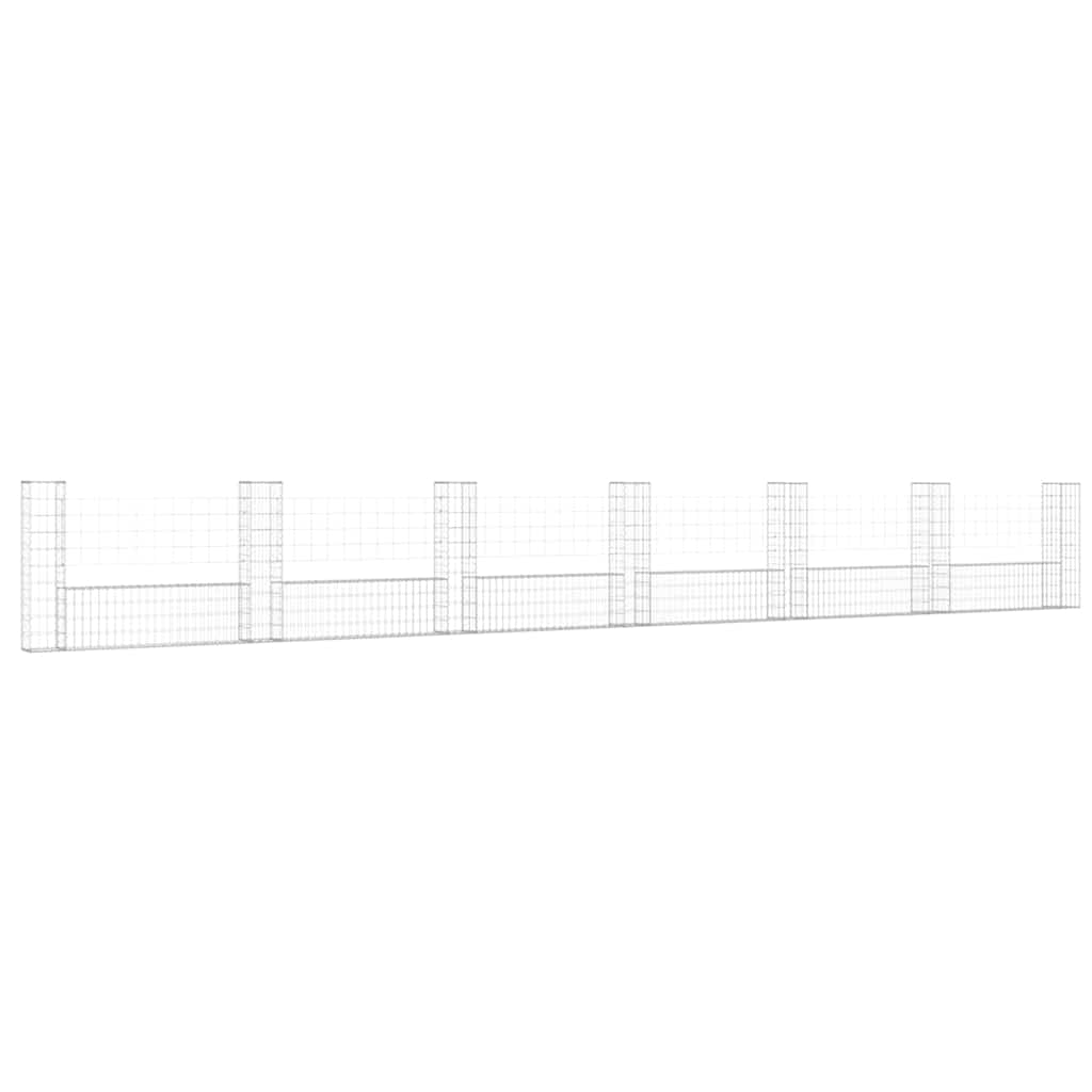 Gabionenkorb U-Form mit 2 Säulen Eisen 140x20x150 cm