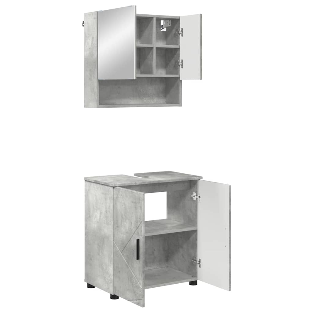 Badezimmermöbel-Set mit Tür 2 pcs Weiß Holzwerkstoff & Metall