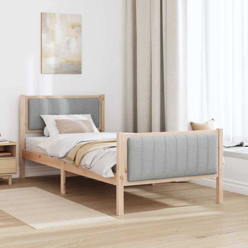 Bettgestell Braun und hellgrau 200 x 200 cm Massivholz Kiefer