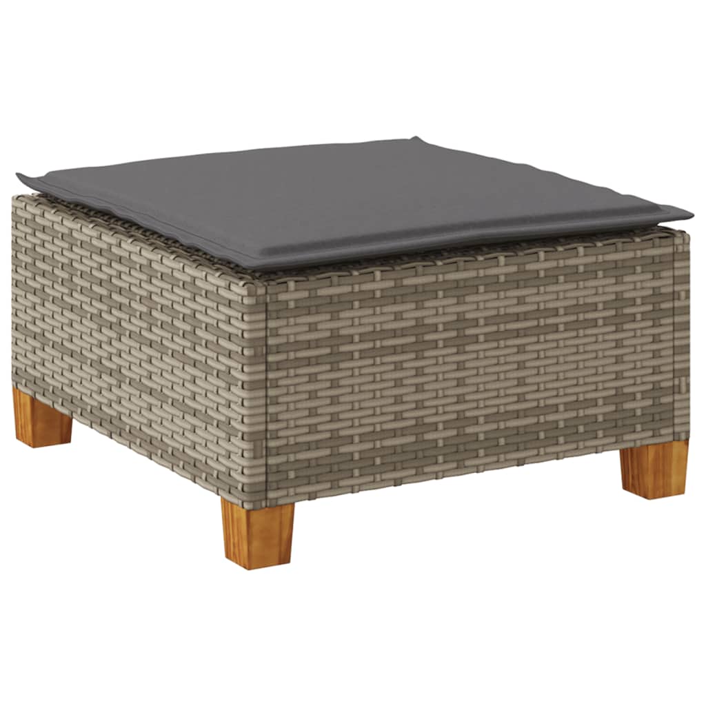 Gartenhocker mit Kissen Schwarz 63,5x56x32 cm Poly Rattan