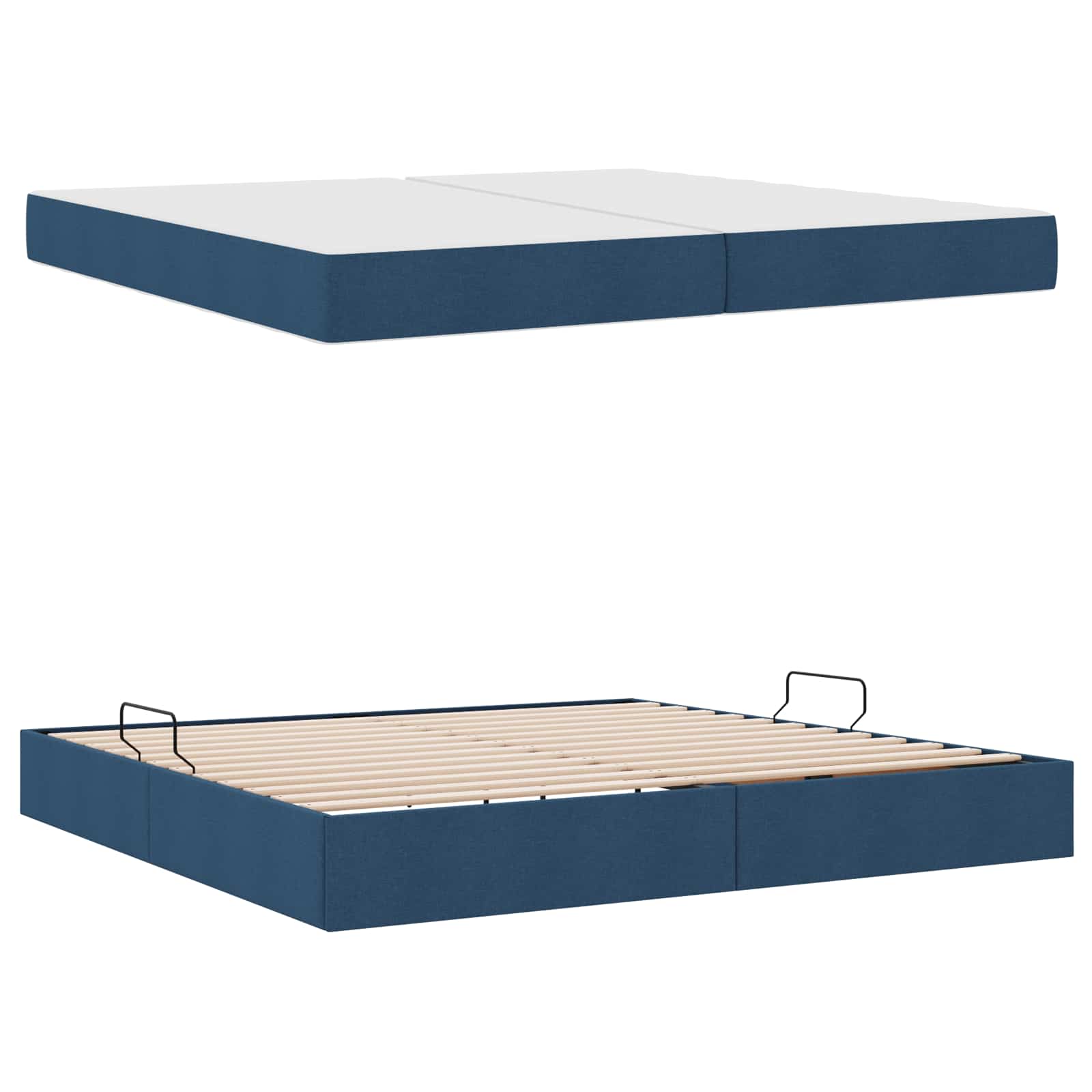 Aufbewahrungsbett mit Matratze Hellgrau 90 x 190 cm Polyester