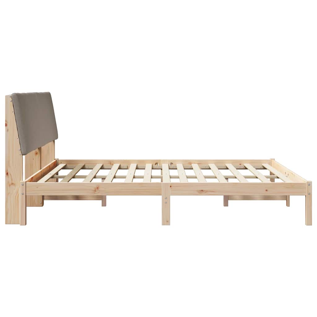 Bettgestell Braun und hellgrau 200 x 200 cm Massivholz Kiefer