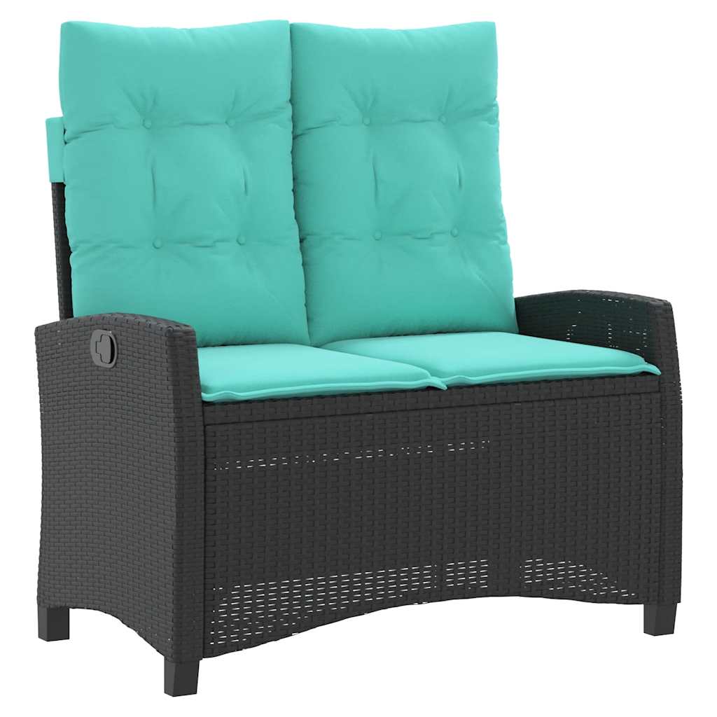 Gartenbank Verstellbar mit Kissen Braun Poly Rattan