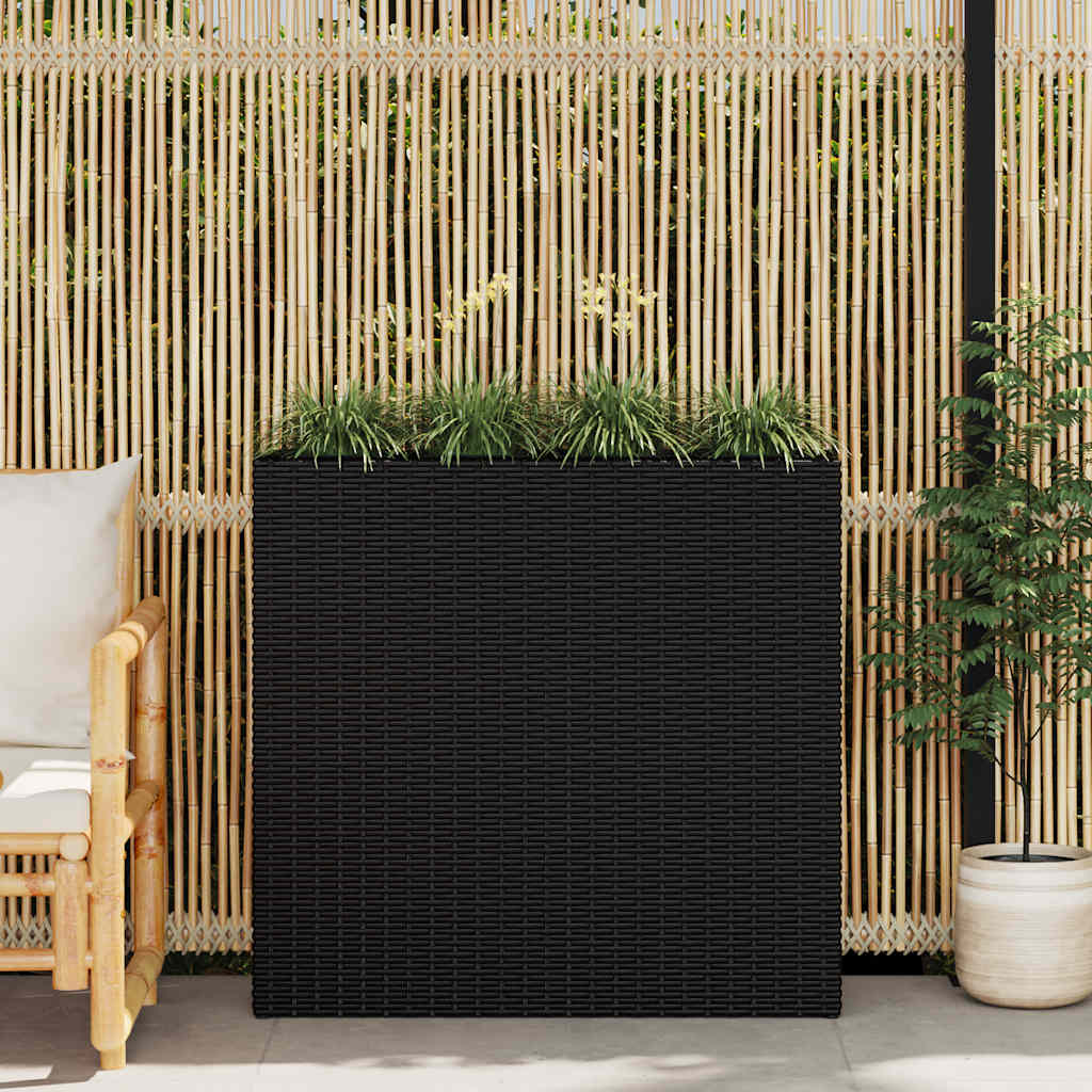 Garten-Hochbeet mit 4 Töpfen 2 Stk. Poly Rattan Grau