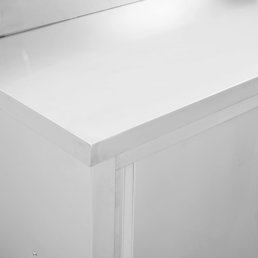 Arbeitsschränke mit Schiebetüren 2 Stk. 200x50x(95-97) cm Edelstahl