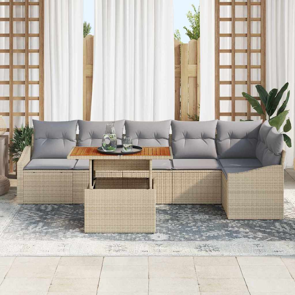 Garten Essgruppe mit Kissen 7 pcs Schwarz und Creme