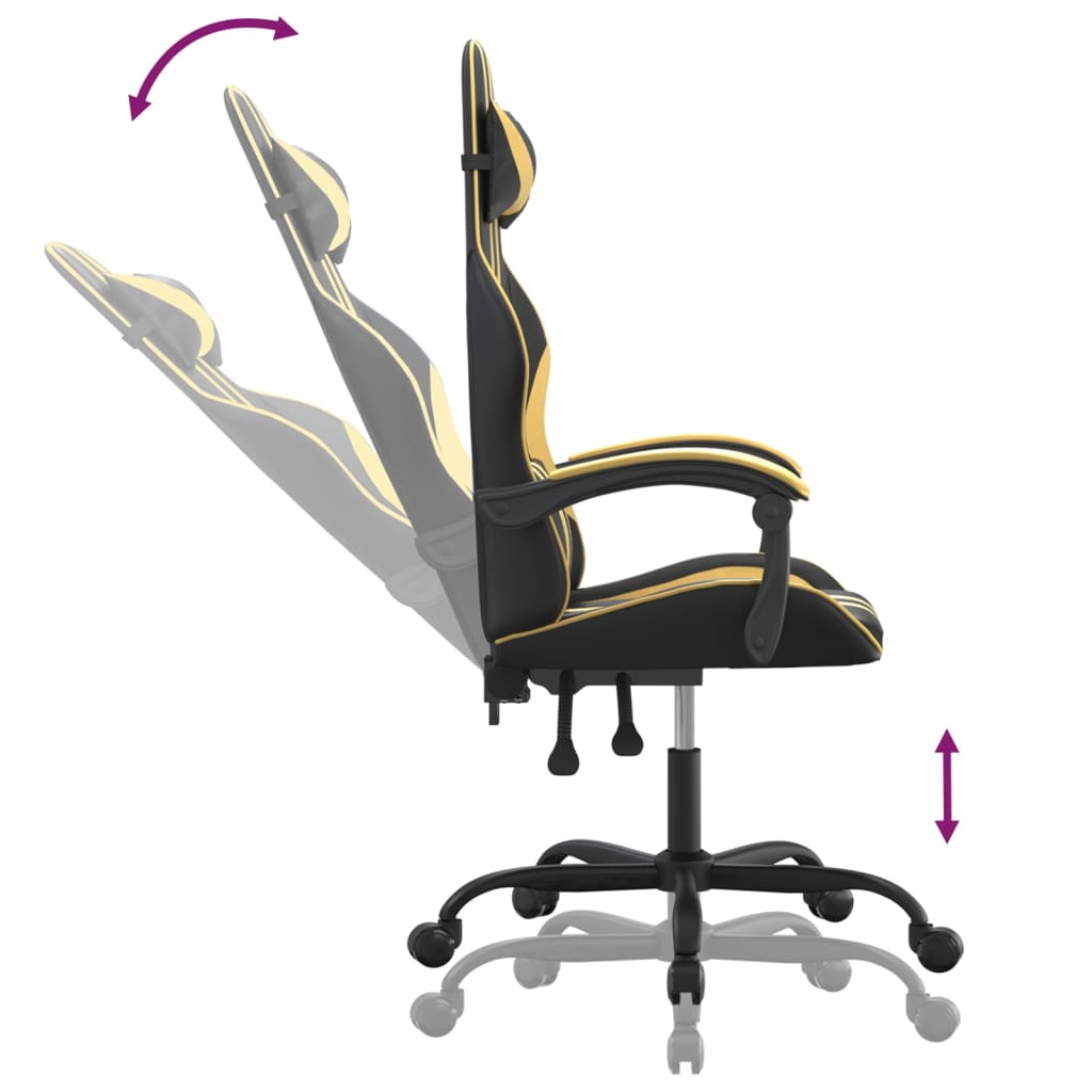 Gaming-Stuhl Drehbar Schwarz und Blau Kunstleder
