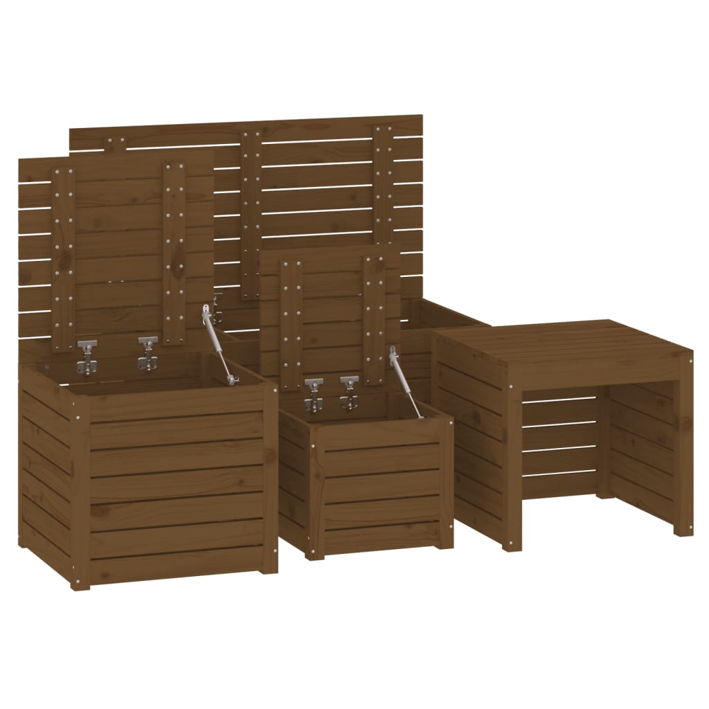 4-tlg. Gartenbox-Set Massivholz Kiefer