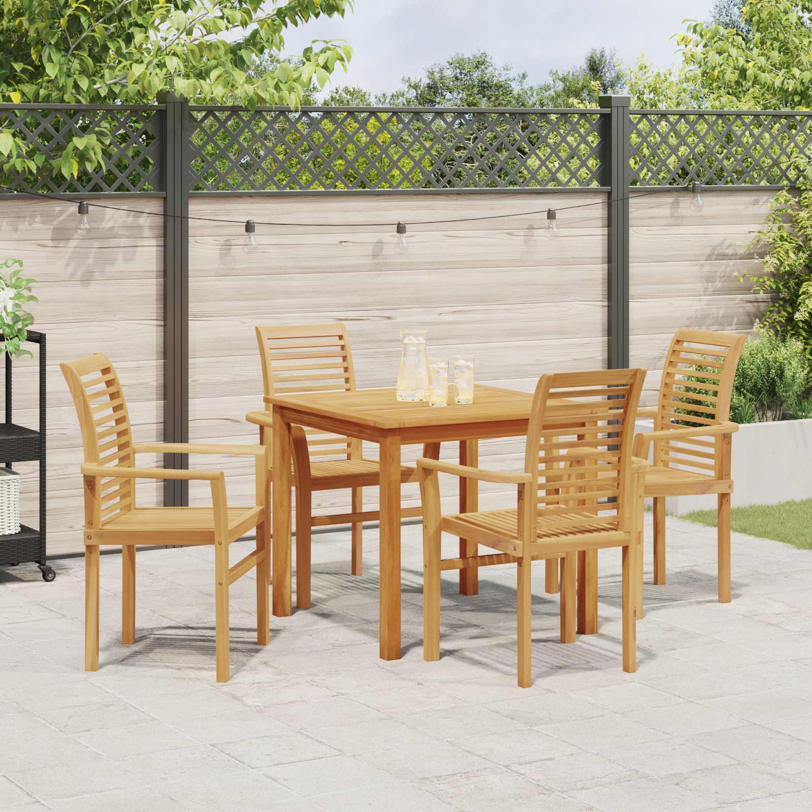 Essstühle 6 Stk. Stapelbar Massivholz Teak