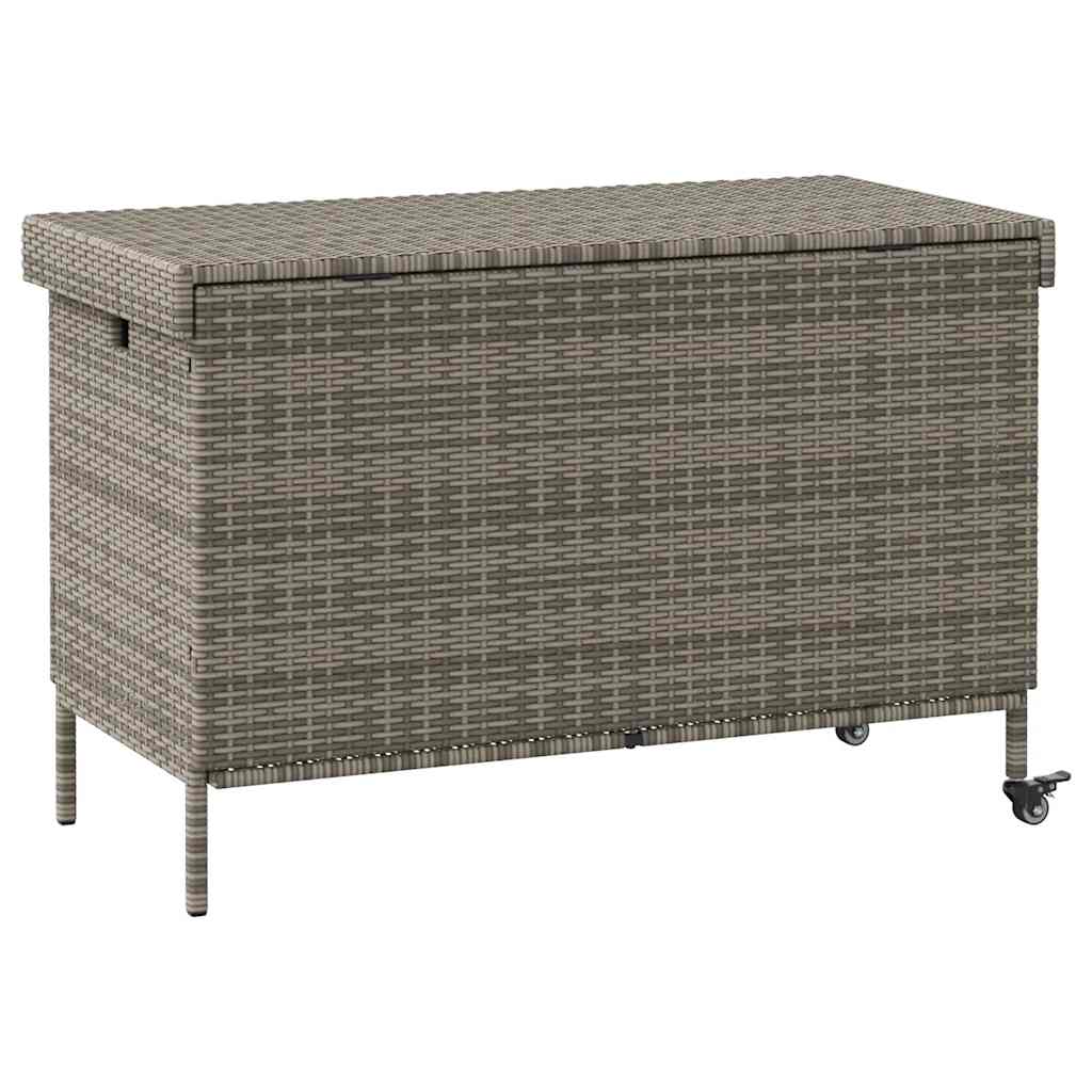 Gartentruhe mit Rollen Schwarz 110x55x73 cm Poly Rattan