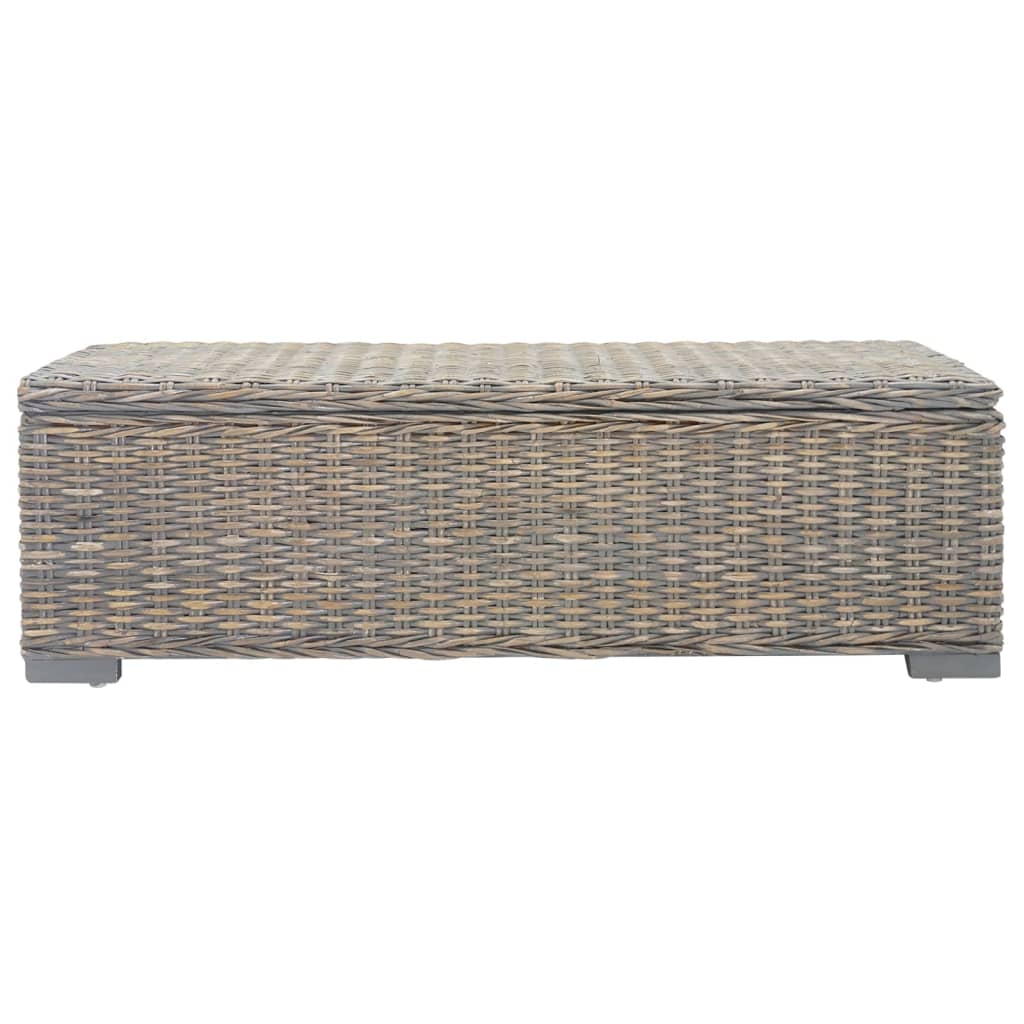 Truhe Weiß 110 cm Natur Kubu Rattan & Massivholz Mahagoni