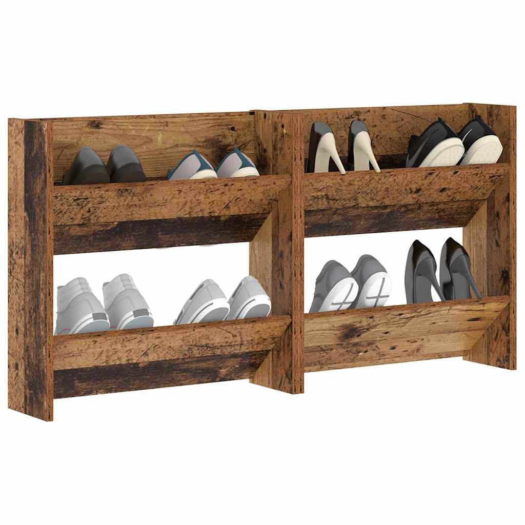 Wand-Schuhschränke 4 Stk. Weiß 60x18x60 cm Holzwerkstoff