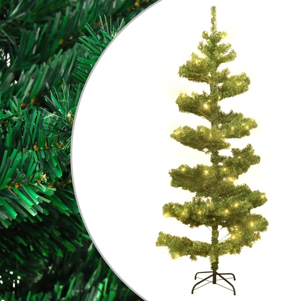 Spiral-Weihnachtsbaum mit Beleuchtung und Ständer Weiß 180 cm